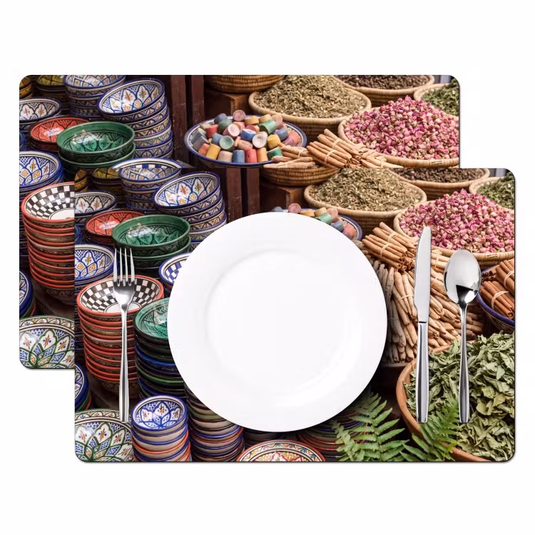 Tischset - 6 Stück - Keramik – Orientalisch – Farbenfroh - Aardewerk - Oosters - Kleurrijk Placemat vinyl groot