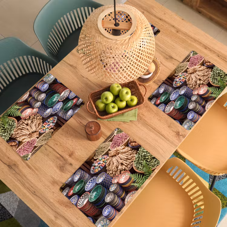 Tischset - 6 Stück - Keramik – Orientalisch – Farbenfroh - Aardewerk - Oosters - Kleurrijk Placemat vinyl groot