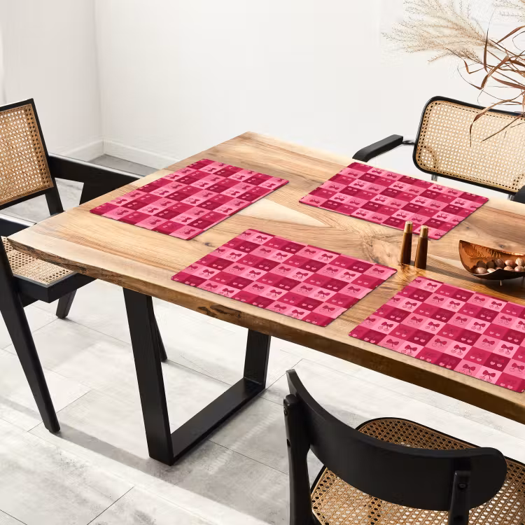 Kersen - Strikjes - Speels - Roze - Bordeaux Placemat vinyl groot 368 -zzsfeer4_Kitchenyeah-website