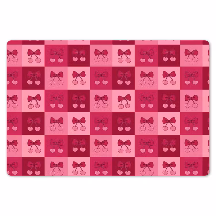 Kersen - Strikjes - Speels - Roze - Bordeaux Placemat vinyl groot 368 -zzsfeer1_Kitchenyeah-website