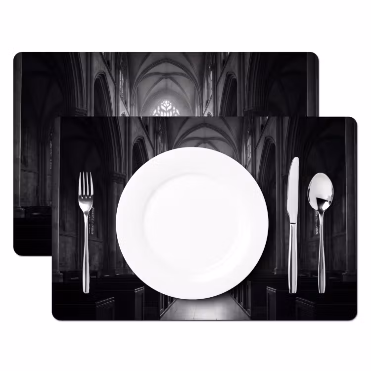 Kerk - Interieur - Lichtstralen - Architectuur - Klassiek Placemat vinyl groot -zzsfeer2_Kitchenyeah-website