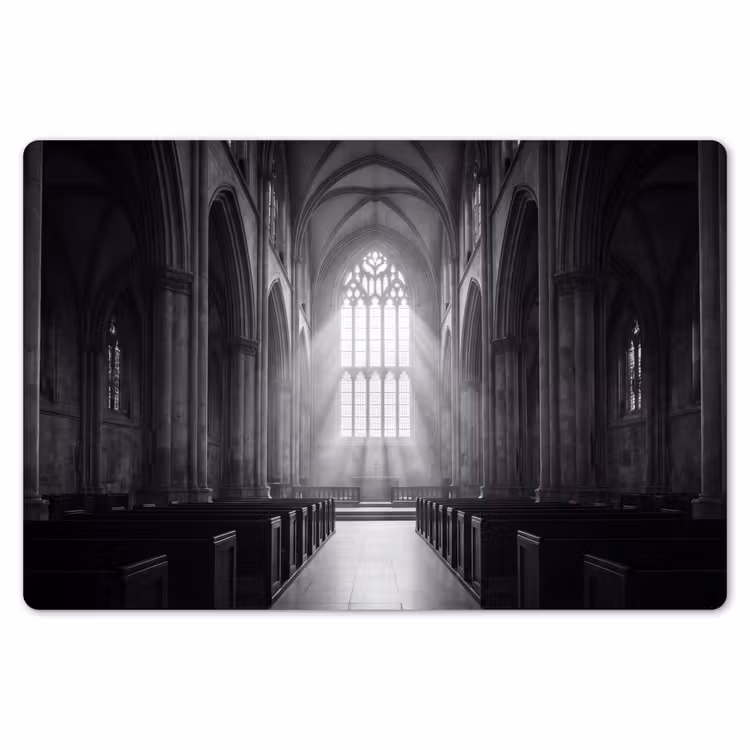 Kerk - Interieur - Lichtstralen - Architectuur - Klassiek Placemat vinyl groot -zzsfeer1_Kitchenyeah-website
