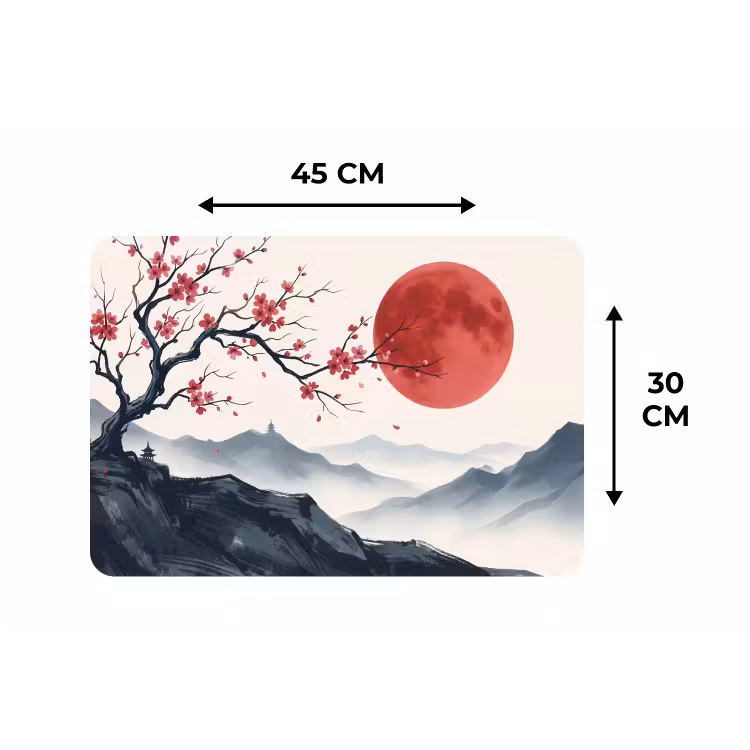 Kersenbloesem - Oosters - Rood Placemat vinyl groot -specs