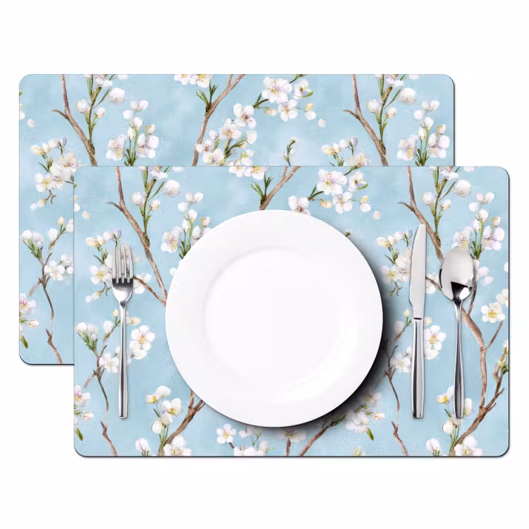 Kersenbloesem - Textuur - Blauw Placemat vinyl groot 368 -zzsfeer2_Kitchenyeah-website