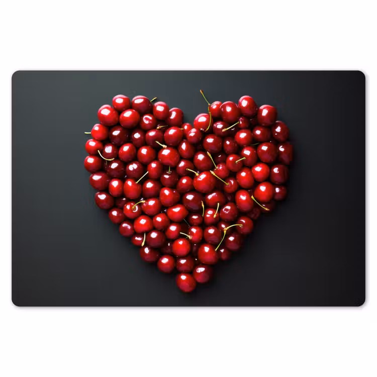 Kersen - Hart - Rood - Zwart Placemat vinyl groot -zzsfeer1_Kitchenyeah-website