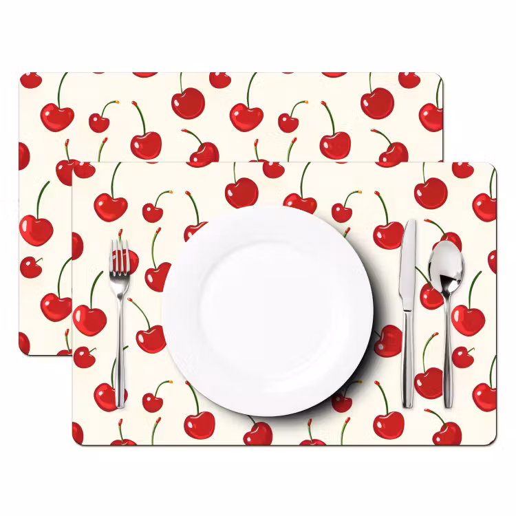 Kersen - Minimalistisch - Rood Placemat vinyl groot 368 -zzsfeer2_Kitchenyeah-website