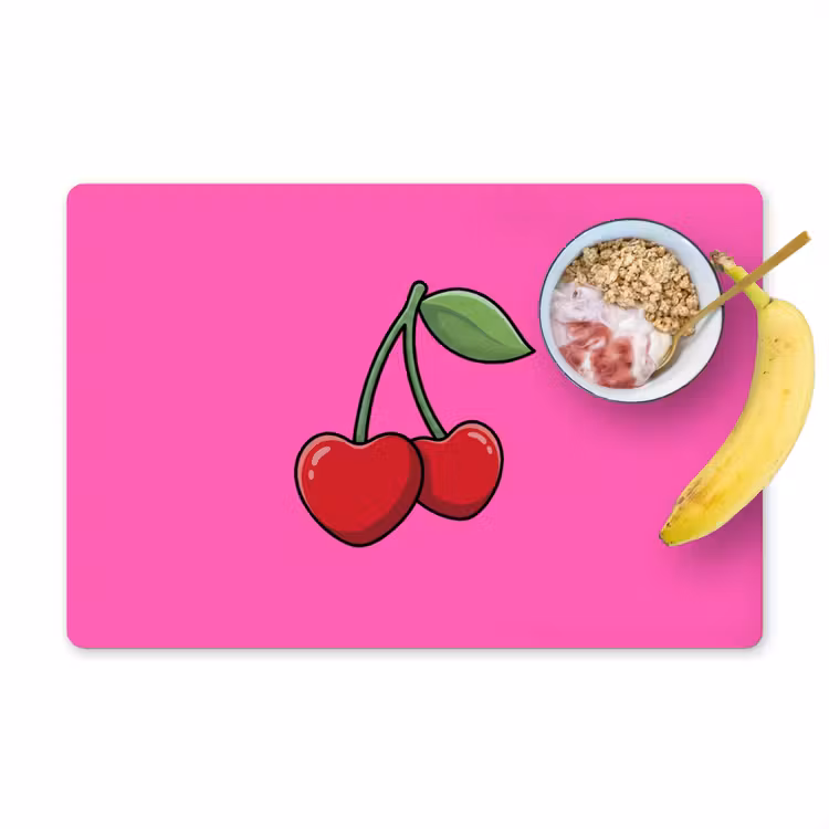 Kers - Roze - Fruit Placemat vinyl groot -zzzproduct_Kitchenyeah-website