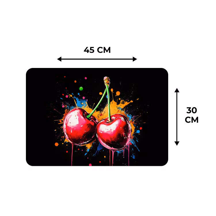Kersen - Fruit - Graffiti - Verf - Abstract - Modern - Kleurrijk Placemat vinyl groot -specs