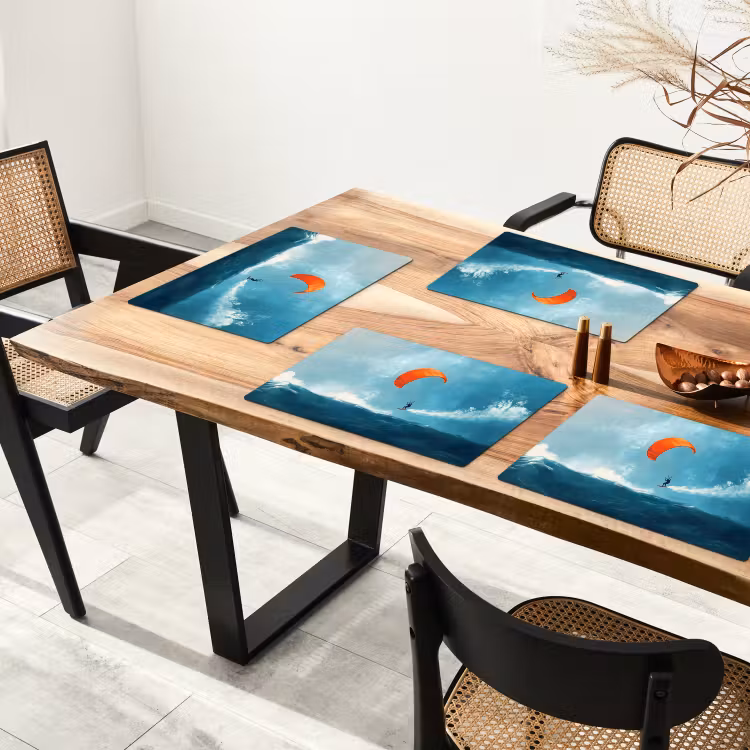 Kitesurfer - Oranje - Zee - Lucht Placemat vinyl groot -zzsfeer4_Kitchenyeah-website