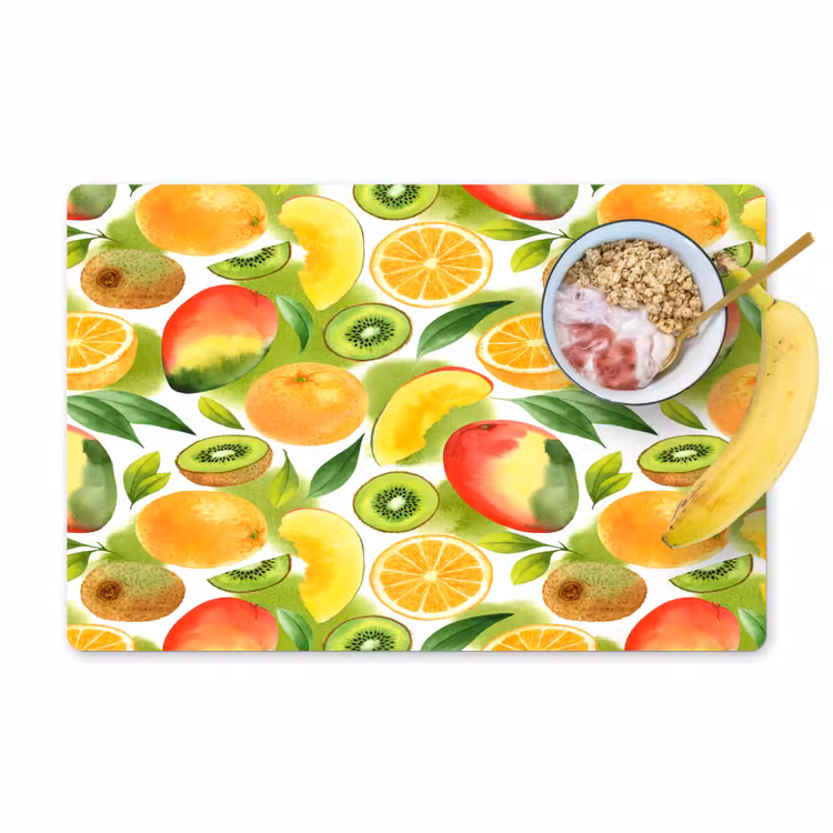 Kiwi - Sinasappel - Mango - Perzik Placemat vinyl groot 368 -zzzproduct_Kitchenyeah-website