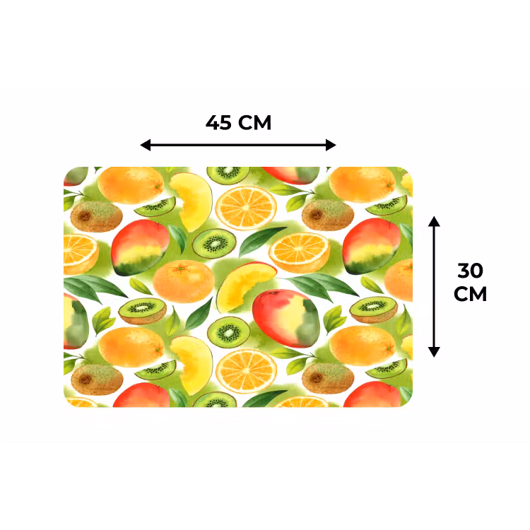 Kiwi - Sinasappel - Mango - Perzik Placemat vinyl groot 368 -specs