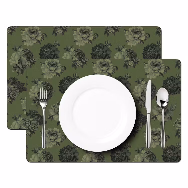 Klassiek - botanisch - olijfgroen - bloemen Placemat vinyl groot 368 -zzsfeer2_Kitchenyeah-website