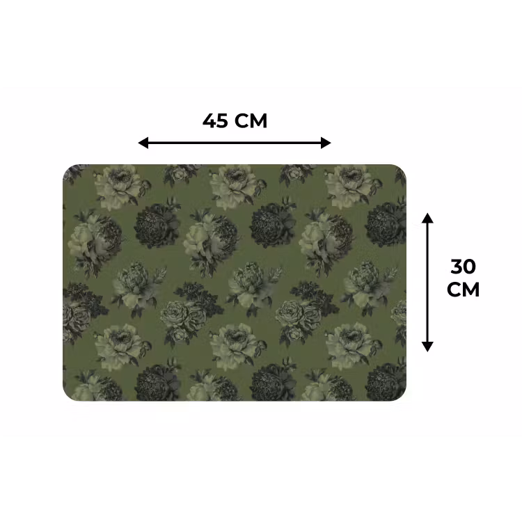 Klassiek - botanisch - olijfgroen - bloemen Placemat vinyl groot 368 -specs
