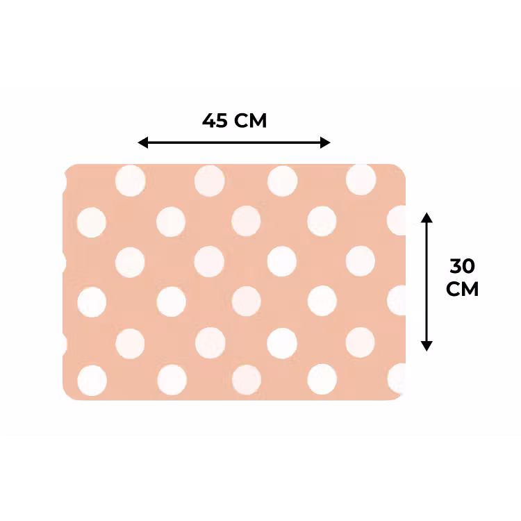 Klassiek - Polka - Perzik Placemat vinyl groot 368 -specs