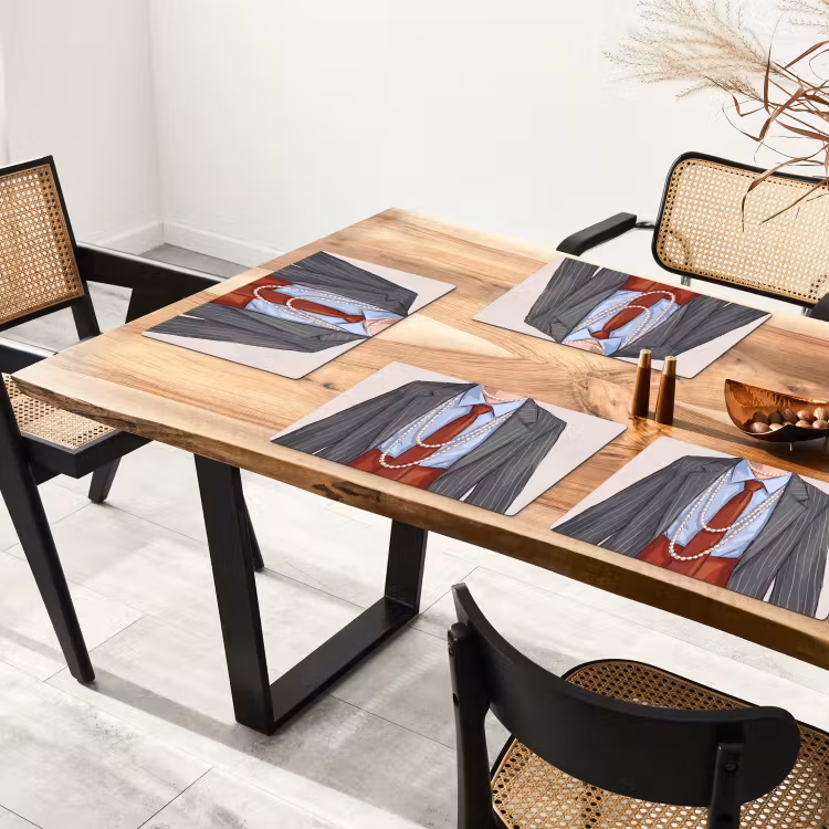 Kleding - Strik - Parels - Klassiek - Mode Placemat vinyl groot -zzsfeer4_Kitchenyeah-website