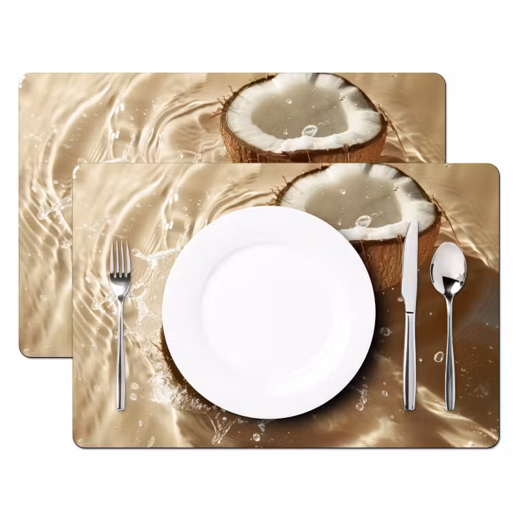 Kokosnoot - Water - Beige - Spetters Placemat vinyl groot -zzsfeer2_Kitchenyeah-website