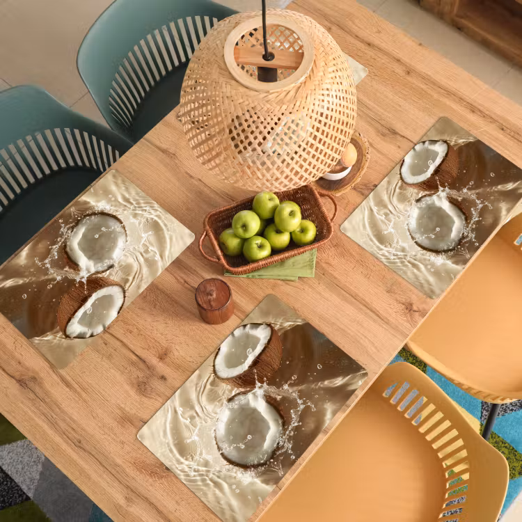 Kokosnoot - Water - Beige - Spetters Placemat vinyl groot -zzsfeer5_Kitchenyeah-website