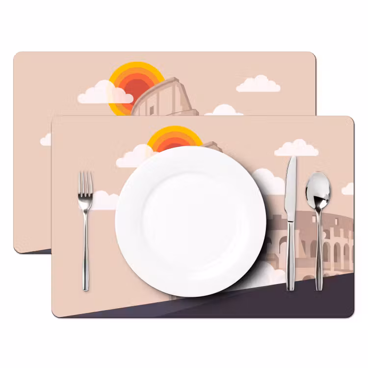 Colosseum - Zonsopgang - Rome - Architectuur - Beige Placemat vinyl groot -zzsfeer2_Kitchenyeah-website