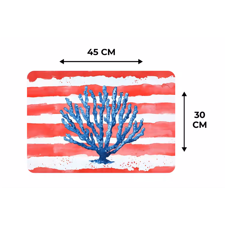 Koraal - Verfstructuur - Rood - Blauw Placemat vinyl groot -specs