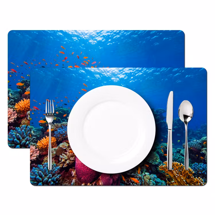 Koraal - Vissen - Oceaan - Natuur - Kleurrijk Placemat vinyl groot -zzsfeer2_Kitchenyeah-website