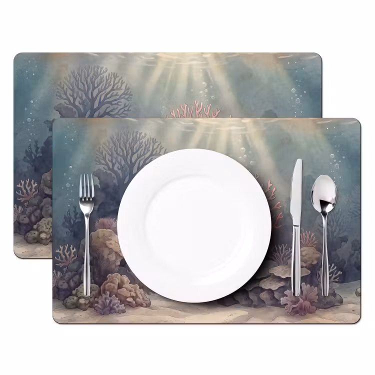 Koraal - Onderwater - Natuur - Roze Placemat vinyl groot -zzsfeer2_Kitchenyeah-website