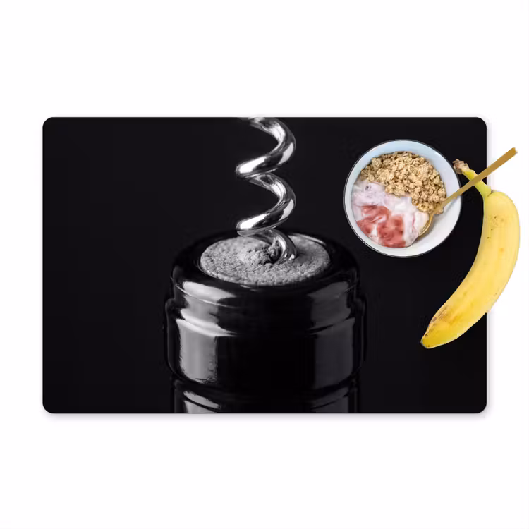 Kurkentrekker - Wijn - Zwart - Wit Placemat vinyl groot -zzzproduct_Kitchenyeah-website