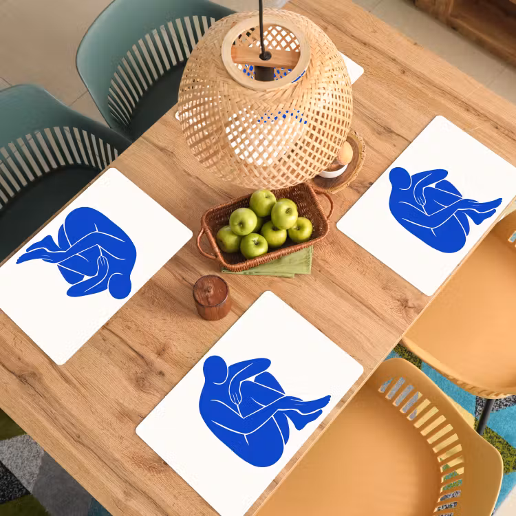 Lichaam - Abstract - Blauw Placemat vinyl groot -zzsfeer5_Kitchenyeah-website