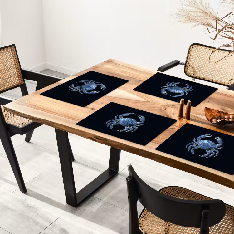 Krab - Delfts blauw - Dieren Placemat vinyl groot -zzsfeer4_Kitchenyeah-website