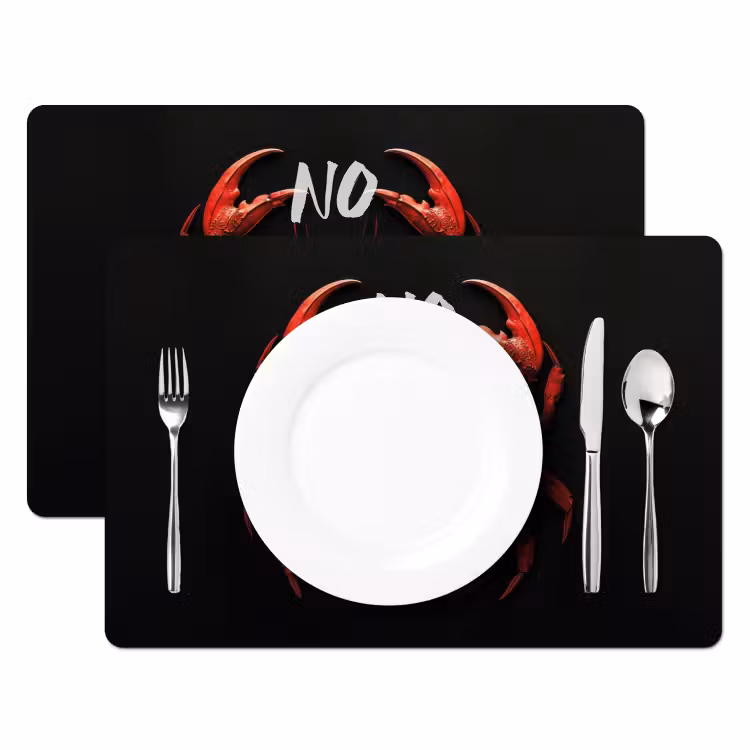 Krab - Rood - Tekst - Zwart Placemat vinyl groot -zzsfeer2_Kitchenyeah-website