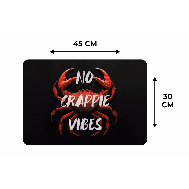 Krab - Rood - Tekst - Zwart Placemat vinyl groot -specs