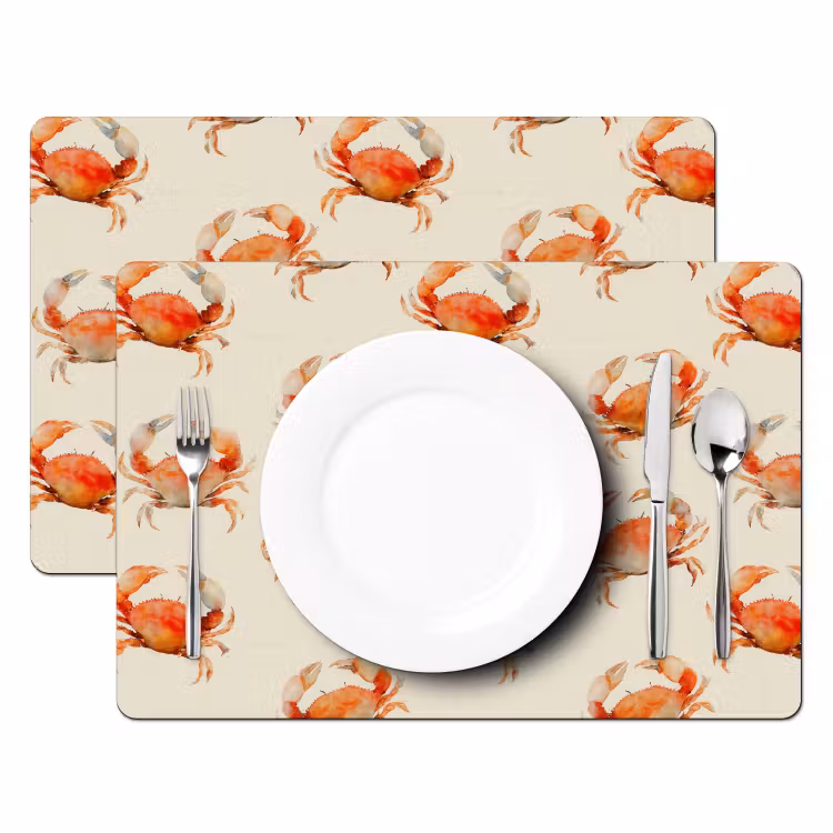 Krabben - Patroon - Oranje Placemat vinyl groot 368 -zzsfeer2_Kitchenyeah-website
