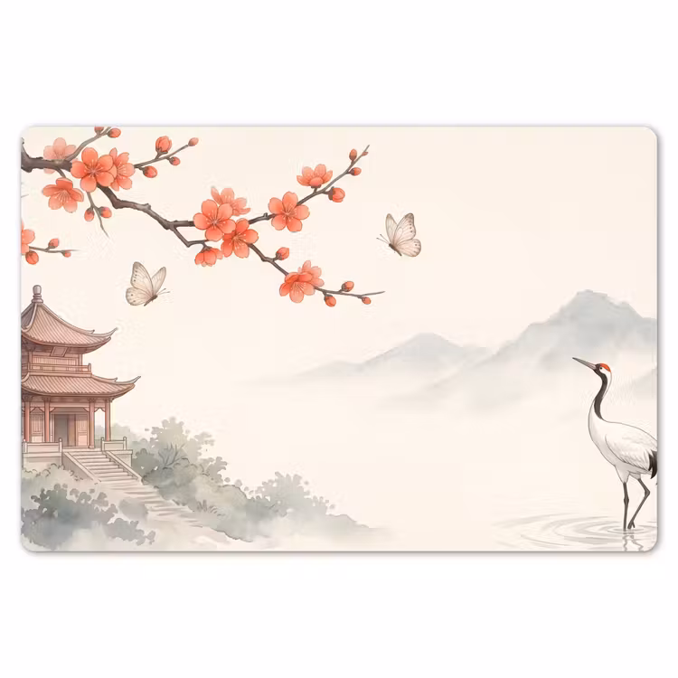 Kraanvogel - Azië - Klassiek Placemat vinyl groot -zzsfeer1_Kitchenyeah-website