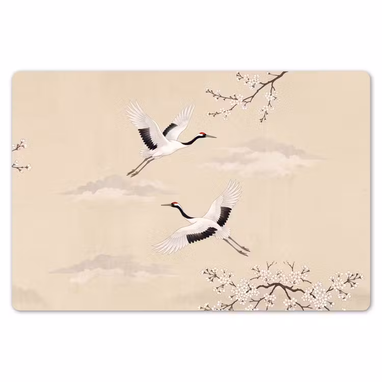 Kraanvogels - Bloesem - Beige Placemat vinyl groot -zzsfeer1_Kitchenyeah-website