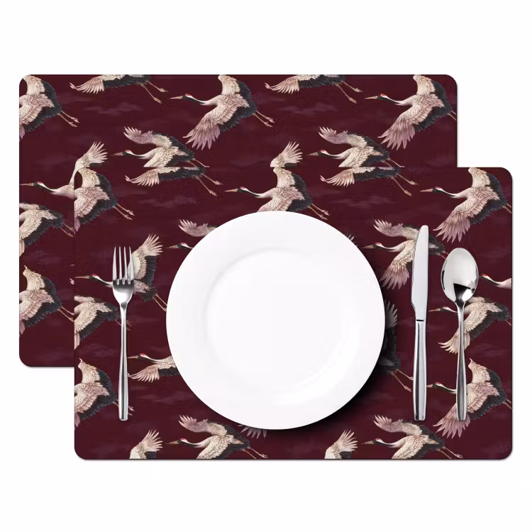 Kraanvogels - Klassiek - Bordeaux Placemat vinyl groot 368 -zzsfeer2_Kitchenyeah-website