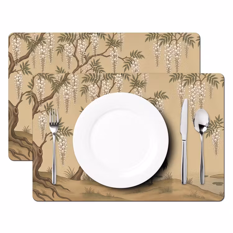 Kraanvogels - Water - Beige Placemat vinyl groot -zzsfeer2_Kitchenyeah-website