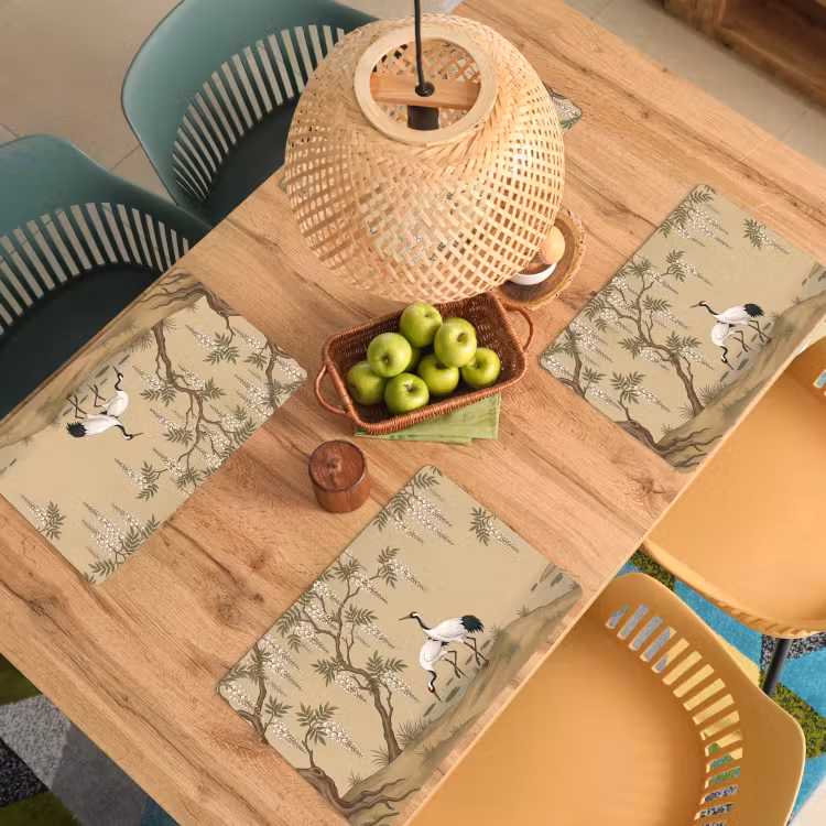 Kraanvogels - Water - Beige Placemat vinyl groot -zzsfeer5_Kitchenyeah-website