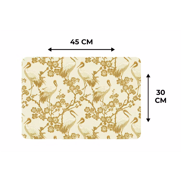 Kraanvogels - Kersenbloesem - Goud Placemat vinyl groot 368 -specs