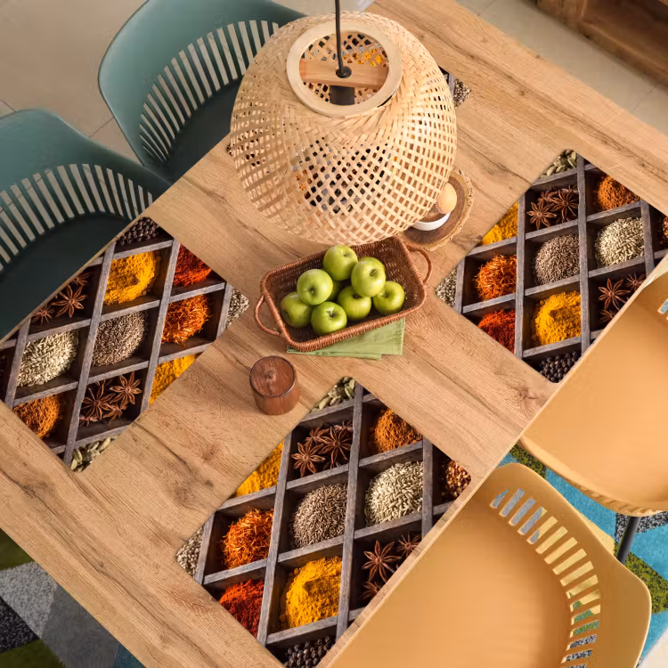 Tischset - 6 Stück - Kräuter – Holz – Essen - Kruiden - Houten - Eten Placemat vinyl groot