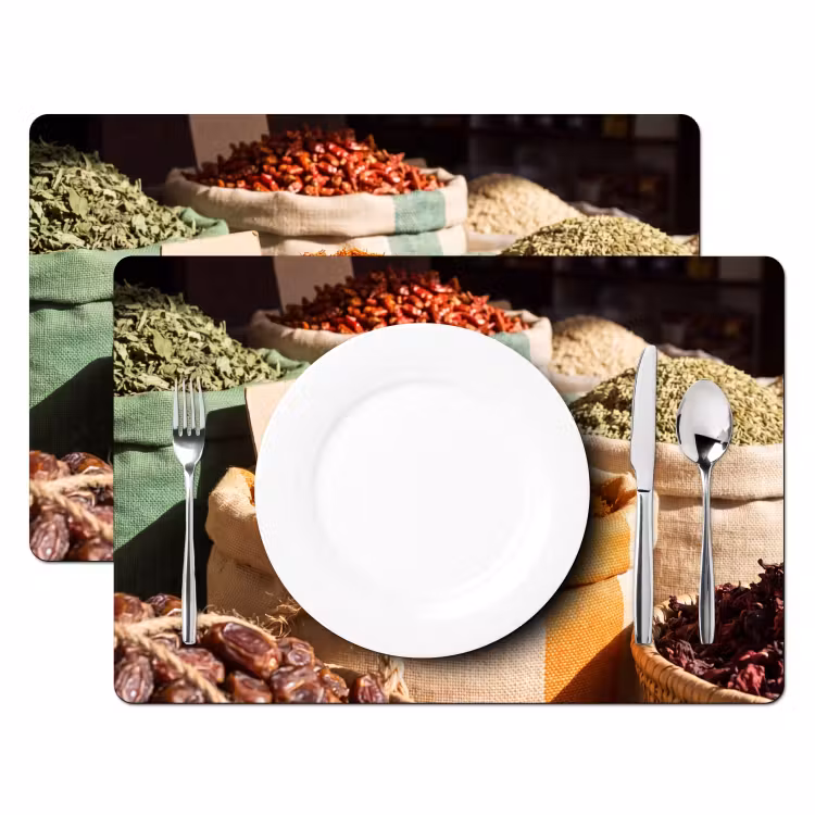 Tischset - 6 Stück - Kräuter – Markt – Farbenfroh - Kruiden - Markt - Kleurrijk Placemat vinyl groot