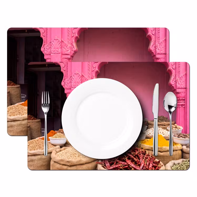 Tischset - 6 Stück - Kräuter – Markt – Rosa - Kruiden - Markt - Roze Placemat vinyl groot