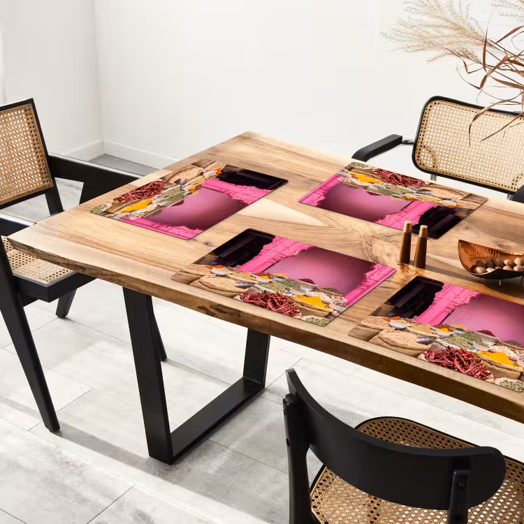 Tischset - 6 Stück - Kräuter – Markt – Rosa - Kruiden - Markt - Roze Placemat vinyl groot