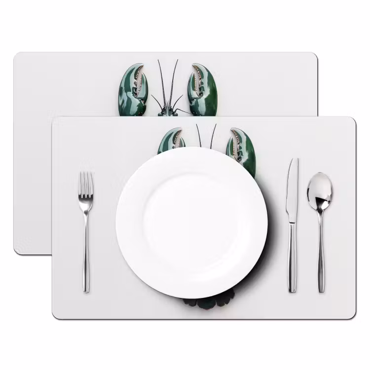 Kreeft - Glossier - Groen - Wit Placemat vinyl groot -zzsfeer2_Kitchenyeah-website