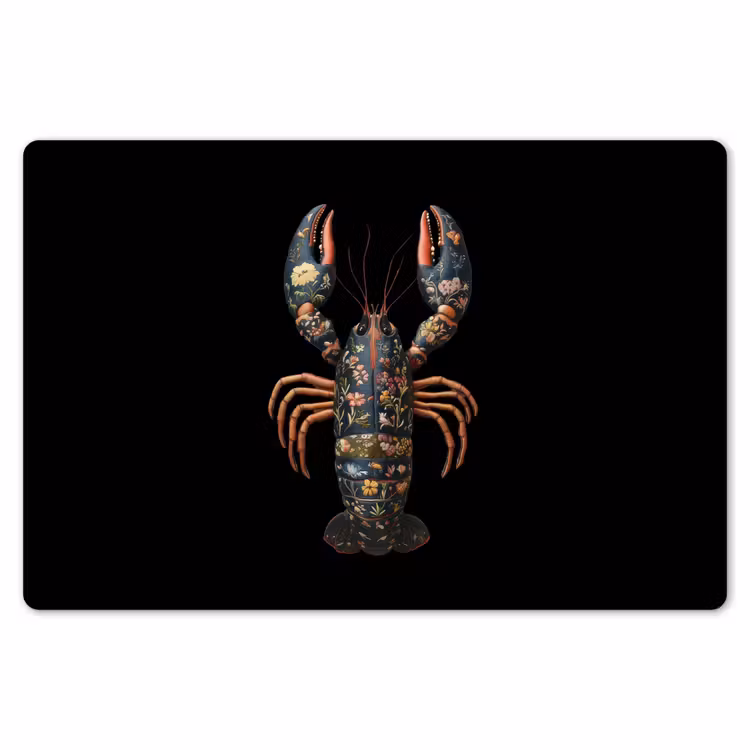 Kreeft - Zwart - Bloemenpatroon - Artistiek Placemat vinyl groot -zzsfeer1_Kitchenyeah-website