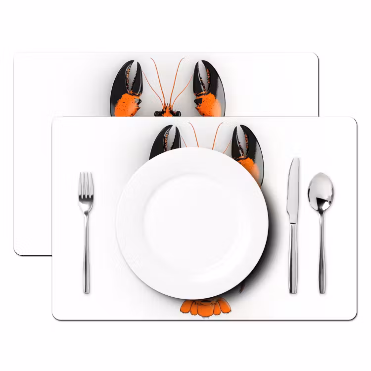 Kreeft - Zwart - Oranje - Wit - Uniek Placemat vinyl groot -zzsfeer2_Kitchenyeah-website