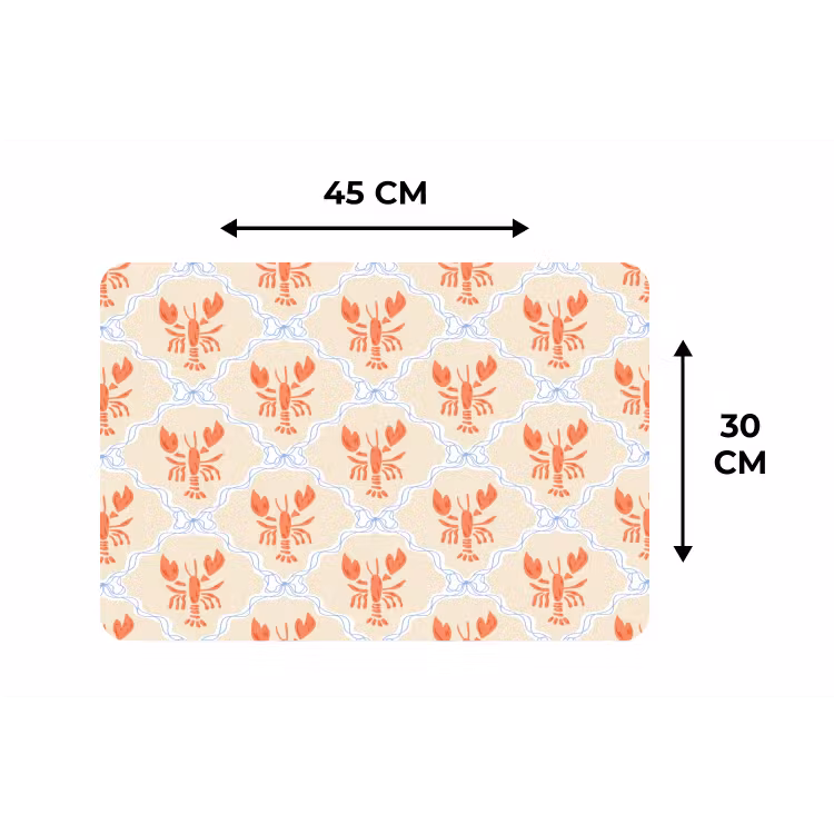 Zee - Kreeft - Blauw - Geel - Oranje Placemat vinyl groot 368 -specs