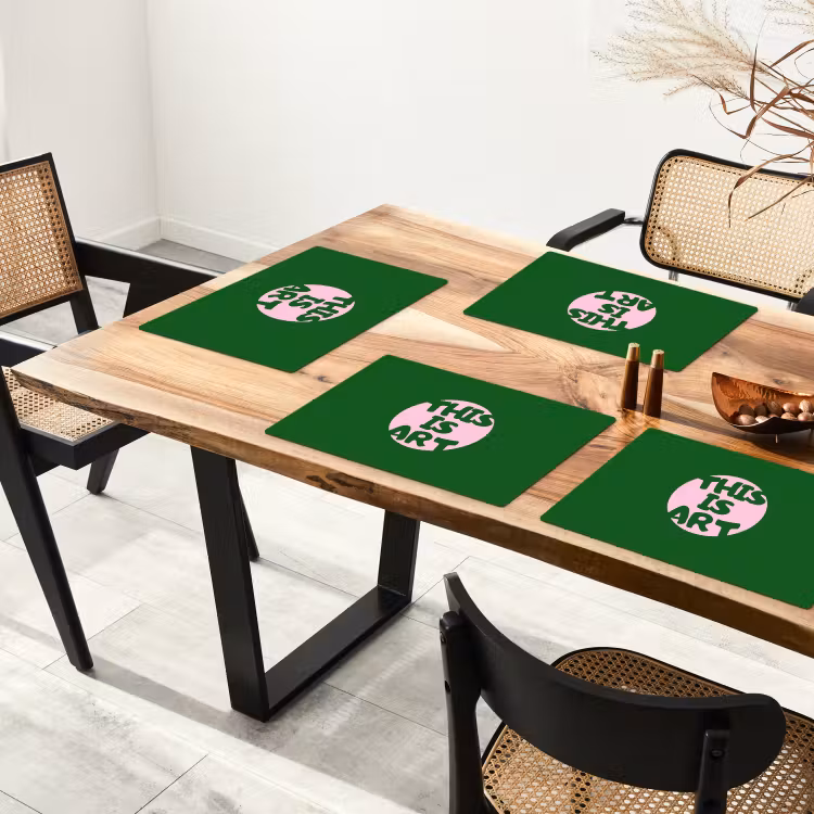 Cirkel - Roze - Tekst - Art Placemat vinyl groot -zzsfeer4_Kitchenyeah-website
