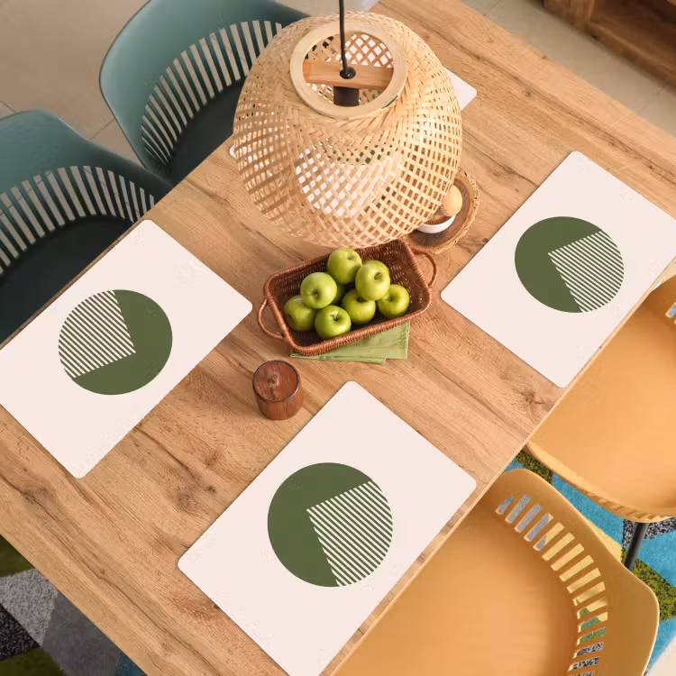 Cirkel - Strepen - Geometrisch - Abstract - Groen Placemat vinyl groot -zzsfeer5_Kitchenyeah-website