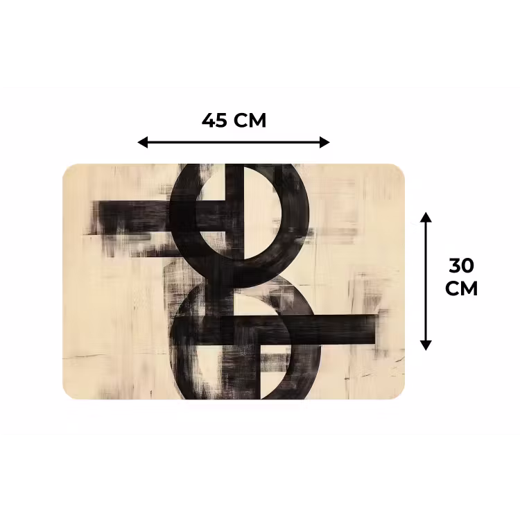 Cirkels - Balken - Zwart - Abstract Placemat vinyl groot -specs