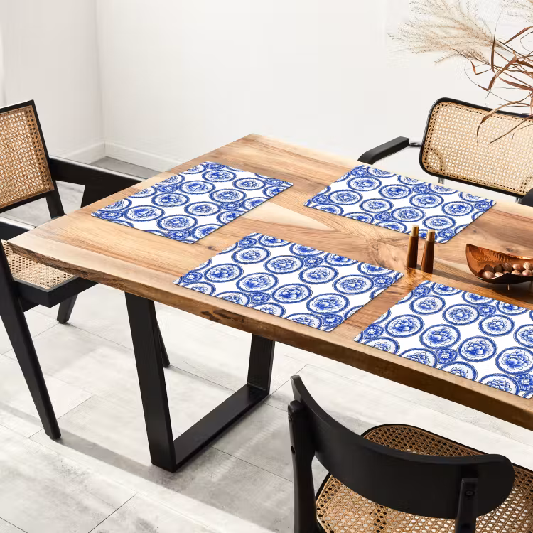 Cirkels - Bloemen - Blauw Placemat vinyl groot 368 -zzsfeer4_Kitchenyeah-website