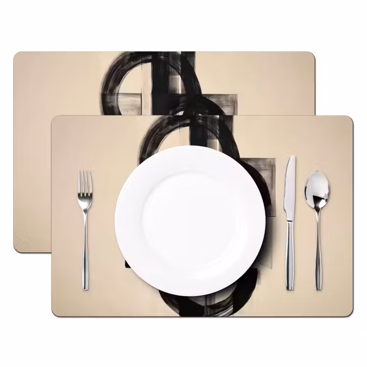 Cirkels - Lijnen - Vormen - Zwart Placemat vinyl groot -zzsfeer2_Kitchenyeah-website
